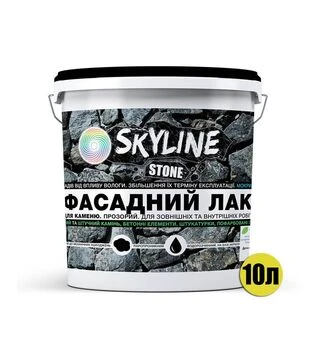 Лак акриловий фасадний SkyLine Stone для каменю з мокрим ефектом Глянцевий, 10 л