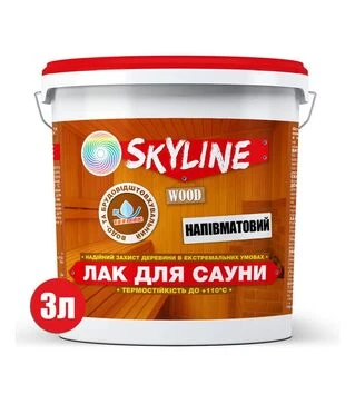 Лак акриловый SkyLine для сауны Прозрачный Полуматовый, 3 л
