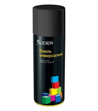 Емаль універсальна матова SLIDER Color, RAL 9005 Чорний, 400 мл