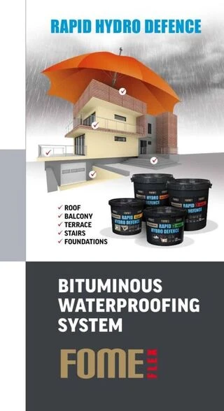 Ґрунтовка бітумно-полімерна Fome Flex Rapid Hydro Defence Primer, Чорна, 9 кг