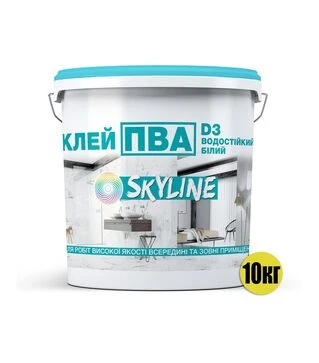 Клей ПВА прочный универсальный водостойкий D3 SkyLine, 10 кг