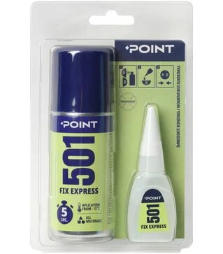 Клей двокомпонентний швидкої фіксації Point 501 Fix Express універсальний, експрес-монтаж, Прозорий, 100 мл + 25 г