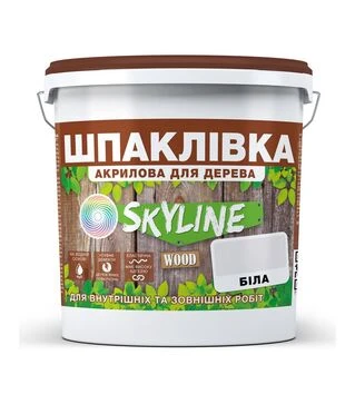 Шпаклевка акриловая SkyLine Wood для дерева Белая, 14 кг