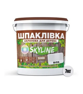 Шпаклевка акриловая SkyLine Wood для дерева Белая, 7 кг