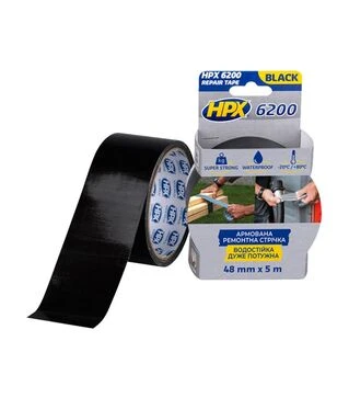 Лента армированная HPX 6200, 48 мм Черная, 5 м