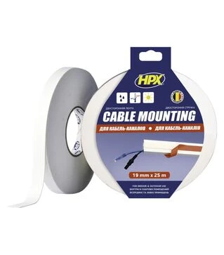Лента двусторонняя Cable Mounting, 19 мм Белая, 25 м