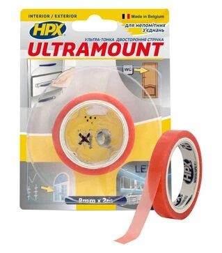 Лента двусторонняя ULTRA MOUNT, 9 мм Прозрачная, 2 м