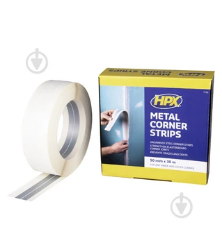 Лента бумажная для углов HPX Metal Corner Strips, 50 мм Бело-кремовая, 30 м