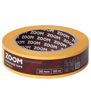 Лента малярная профессиональная Zoom PRECISION, Желтая (50 м&times;30 мм)