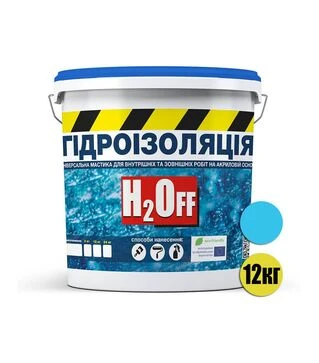 Гидроизоляция акриловая SkyLine H2Off краска-мастика универсальная Голубая 12 кг