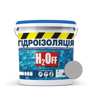 Гідроізоляція акрилова SkyLine H2Off фарба-мастика універсальна Сіра 12 кг