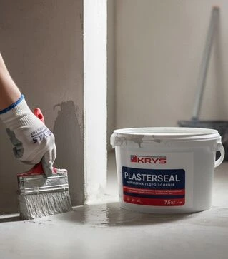 Гідроізоляція полімерно-акрилова KRYS PLASTERSEAL для внутрішніх робіт, Сірий, 7,5 кг