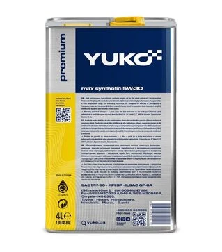 Моторна олива VUKO MAX SYNTHETIC A&amp;A 5W-30 API SP, 4 л