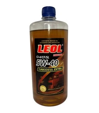 Моторна олива турбодизельна LEOL TURBODIESEL EXTRA 5W-40, API CI-4/CF/SL, ACEA E7, 1 л (0,9 л)