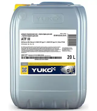 Трансмісійне мастило Yuko ATF III, 20 л