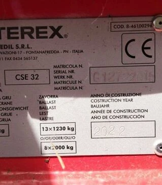 Кран самомонтированный башенный TEREX CSE 32, 2022 г.в., б/у
