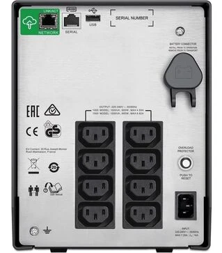 Источник бесперебойного питания APC Smart-UPS C 1000VA/600W, LCD, USB, SmartConnect, 8xC13 (SMC1000IC)