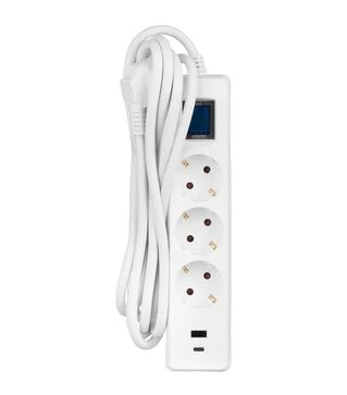 Мережевий подовжувач-фільтр 2E 3х1,5 мм&sup2;, 3 розетки, USB-A/C, білий, 3 м (2E-SP315M3USBWH)