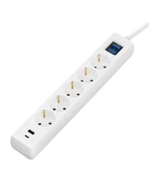Мережевий подовжувач-фільтр 2E 3х1,5 мм&sup2;, 5 розеток, USB-A/C, білий, 3 м (2E-SP515M3USBWH)
