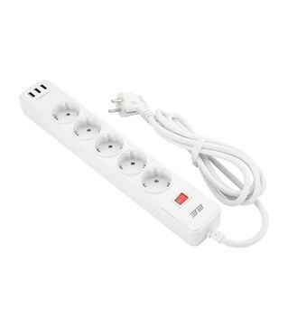 Мережевий подовжувач-фільтр 2E 3х1,5 мм&sup2;, 5 розеток, 3хUSB-A, білий, 2 м (2E-SP515M2USBWH)