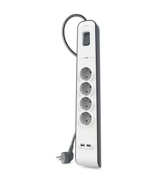 Мережевий подовжувач-фільтр Belkin 3х1,5 мм&sup2;, 4 розетки, білий, 2 м (BSV400VF2M)