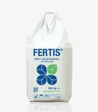 Удобрение комплексное Fertis NPK 7-20-28+S+B+1%Zn (Фертис), 500 кг