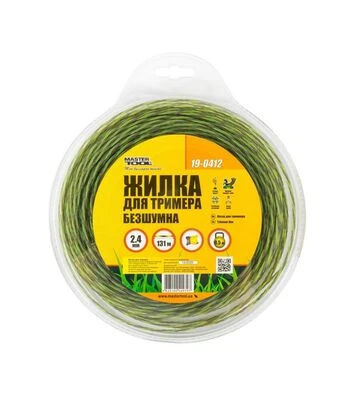 Волосінь для тримера MASTERTOOL SPIRAL SQUARE, безшумна, 2,4 мм, 131 м блістер (19-0412) - фото 2