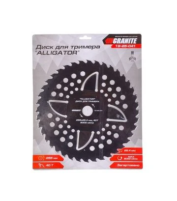 Диск для триммера GRANITE ALLIGATOR 255х25,4,40Т с победитовой напайкой, закаленный (19-25-041) - фото 2