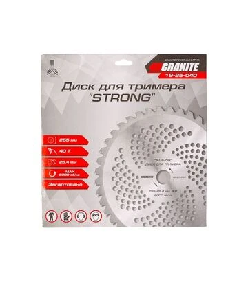 Диск для тримера GRANITE STRONG 255х25,4, 40Т з побідитовою напайкою, загартований (19-25-040) - фото 2