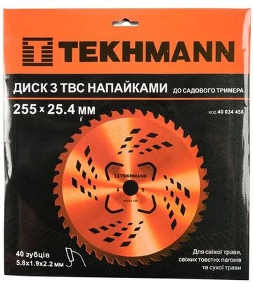 Диск для тримера Tekhmann 255х25.4 мм 40 ТВС зубців, 4 підрізні лопасті (40034458) - фото 2