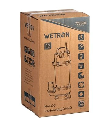 Насос канализационный Wetron WQD10-8-0.55, 1100 Вт,10 м, 200 л/мин, без поплавка (773360) - фото 3