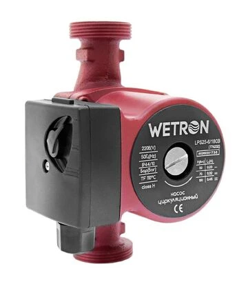 Насос циркуляционный Wetron LPS25-6/180B, 100 Вт, 6 м, 50 л/мин, Ø1 1/2" 180 мм, с гайками Ø1", бордо (774232) - фото 2