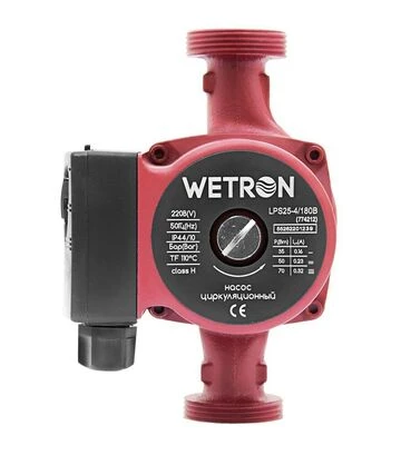 Насос циркуляционный Wetron LPS25-6/180B, 100 Вт, 6 м, 50 л/мин, Ø1 1/2" 180 мм, с гайками Ø1", бордо (774232) - фото 3