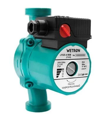 Насос циркуляційний Wetron LР525–4/180С, 75 Вт, 4 м, 40 л/хв, Ø1 1/2" 180 мм, з гайками Ø1, зелений (774312) - фото 2