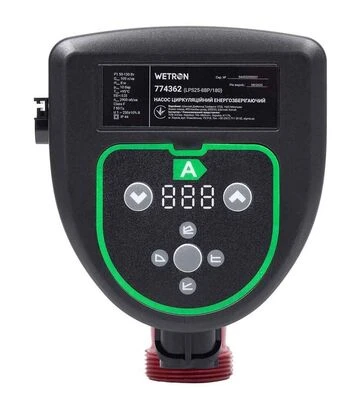 Насос циркуляционный энергосберегающий Wetron 50-130 Вт, 8 м, 100 л/мин, Ø1 1/2″ 180 мм, с гайками Ø1″ (774362) - фото 2