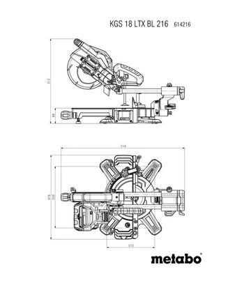 Пила торцювальна акумуляторна Metabo KGS 18 LTX BL 216, 18 В, 4 А*Год (614216920) - фото 2
