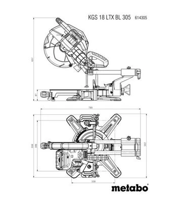 Пила торцювальна акумуляторна Metabo KGS 18 LTX BL 305, 18 В, без АКБ та ЗП (614305850) - фото 2