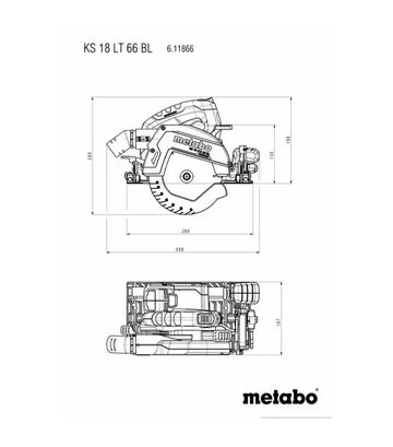 Дисковая (циркулярная) пила аккумуляторная Metabo KS 18 LTX 66 BL + KFS 44, без АКБ и ЗУ (691194000) - фото 2