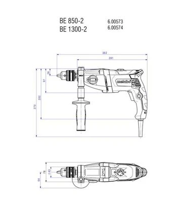 Дриль Metabo BEV 1300-2, 1300 Вт, ключовий патрон (600574000) - фото 2