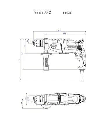 Дриль ударний Metabo SBE 850-2, 850 Вт, ключовий патрон, кейс (600782510) - фото 3