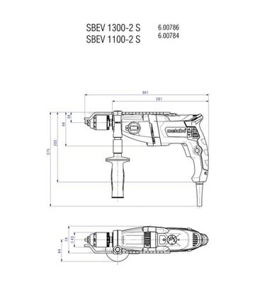 Дриль ударний Metabo SBEV 1300-2 S Futuro Plus, 1300 Вт, кейс (600786500) - фото 3