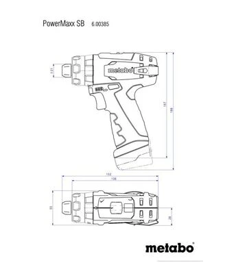 Дрель-шуруповерт ударная аккумуляторная Metabo PowerMaxx SB, 12 В, кейс (600385500) - фото 2