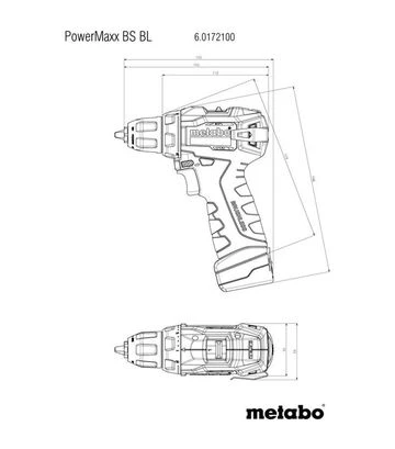 Дрель-шуруповерт аккумуляторный Metabo PowerMaxx BS BL, 12 В, кейс (601721500) - фото 2