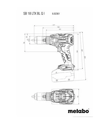 Дрель-шуруповерт ударная аккумуляторная Metabo SB 18 LTX BL Q I, 18 В, кейс (602361650) - фото 2