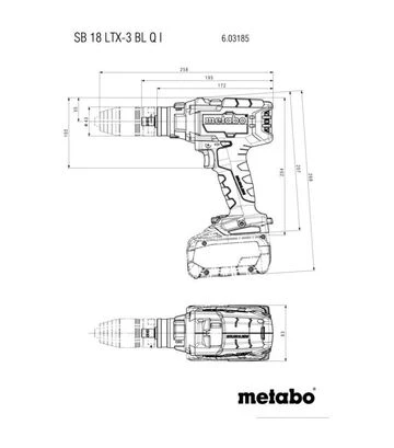 Дрель-шуруповерт ударная аккумуляторная Metabo SB 18 LTX-3 BL Q I, 18 В, кейс (603185660) - фото 2