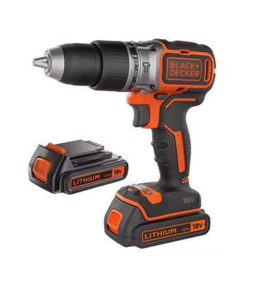 Дрель-шуруповерт ударная аккумуляторная BLACK+DECKER BL188KB, 18 В, 1,5 Агод, в кейсе - фото 2