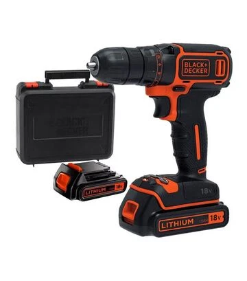 Дриль-шурупокрут акумуляторний BLACK+DECKER BDCDC18KB, 18 В, 1,5 Агод, в кейсі - фото 2