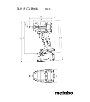Гайковерт ударний акумуляторний Metabo SSW 18 LTX 550 BL, 2x5,2 А*Год, кейс (602404650) - фото 2