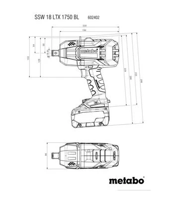 Гайковерт ударний акумуляторний Metabo SSW 18 LTX 1750 BL, 2x5,5 А*Год, кейс (602402660) - фото 2