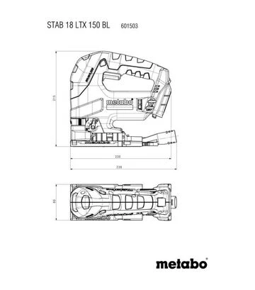 Електролобзик акумуляторний Metabo STAB 18 LTX 150 BL, кейс, без АКБ та ЗП (601503840) - фото 2